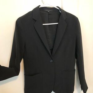 Theory Black One-Button Fitted Blazer